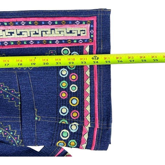 Vintage Y2K Entice Embroidered Dark Blue Denim Jean Jacket Blazer Hippie Medium - Picture 10 of 16